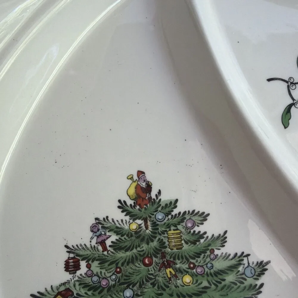 Spode Porcelain Christmas Tree Pattern Handled Hors d'Oeuvre Tray S3324-Z